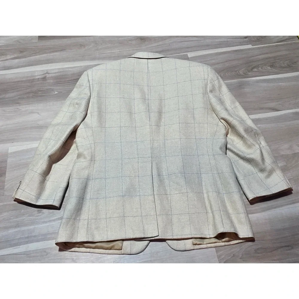 Haspel Men's Beige Blue Check‎ Blazer Two-Button Double Vent 22